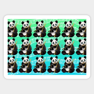 Cute panda pattern with bamboo stalks on a musical green background Sticker